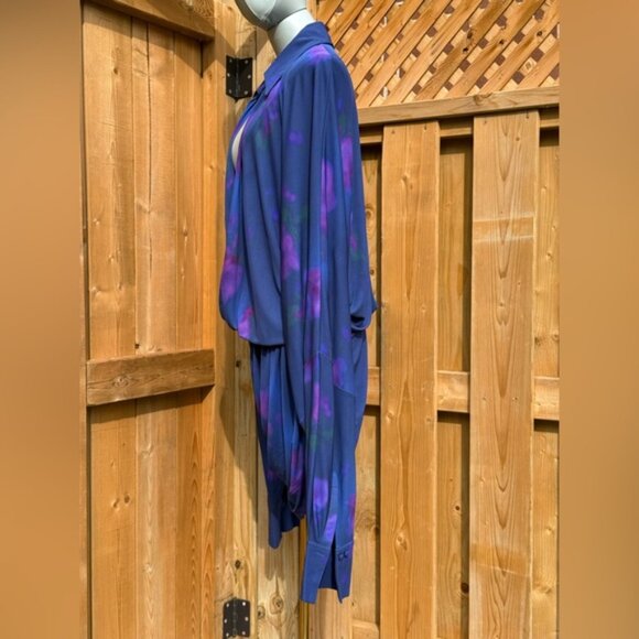 🆕 RAT & BOA 🧿 NWOT Volana Blue and Purple Floral Printed Cowl Neck Mini, Sz XL - Picture 9 of 15